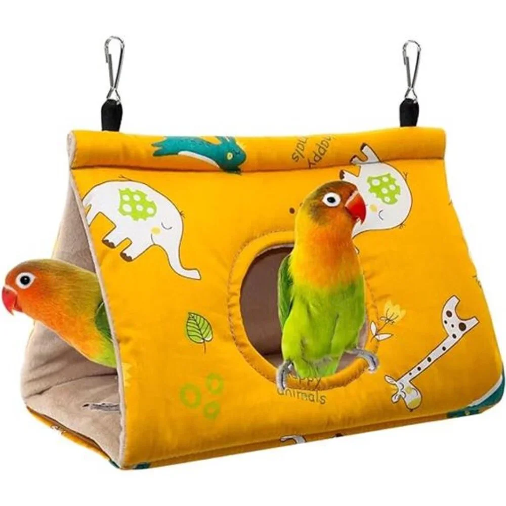 Winter Warm Bird Nest House - Hanging Hammock Velvet Shed Hut Cage Plush Fluffy